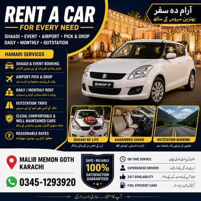 Rent A Car Karachi | Shaadi, Booking, Airport & Pick & Drop