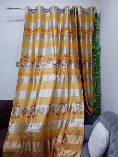 2 Beautiful Golden & Silver Curtains – Excellent Condition