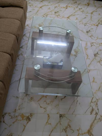 center table wooden thick Glass