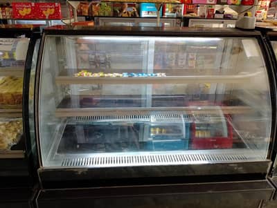 Bakery Chiller and counter, cash counter.