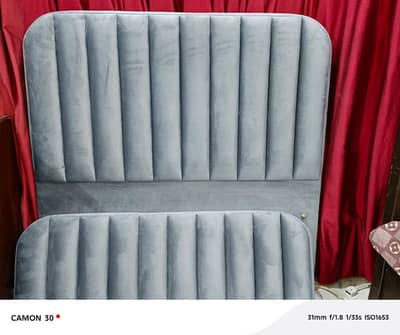 Single Grey Velvet Poshish Lasani Wood Bed for Sale