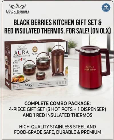 Berries 4-Pcs Gift Set & Red Insulated Thermos Combo