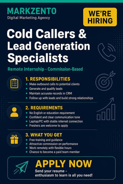 We're Hiring: Cold Callers & Lead Generation Specialists (Remote
