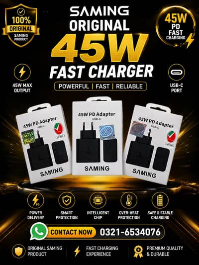 45W or 27W Fast charging adaptors