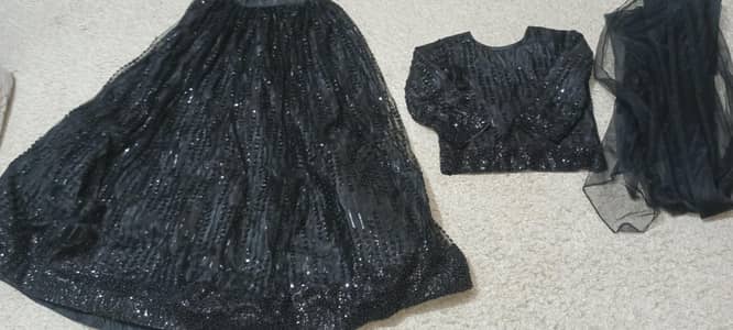 Black colour net lehnga for sale!!