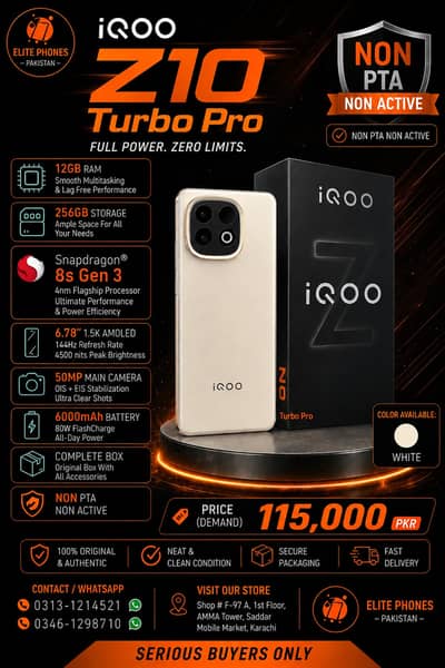 iQOO Z10 turbo pro | 12GB/256GB | Non PTA Non active | gen 4 / 8s