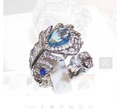 Tear Stone/Leaf ZIRCON Ring Adjustable