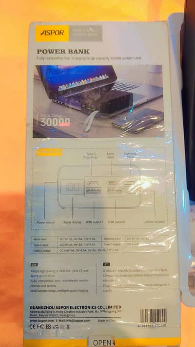 Fast turbo New orignal Aspor 30.000 MH power bank