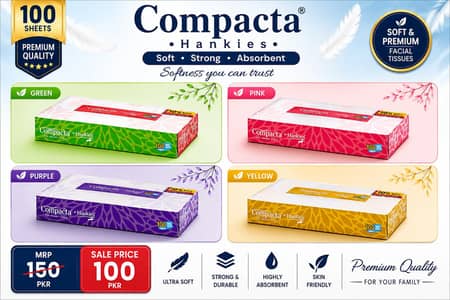 Compacta tissue hankies 100 sheet