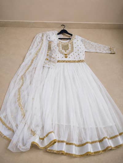 White chiffon frock (free size)