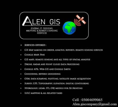 GIS Map making on order, analysis, reports, remote sensing services