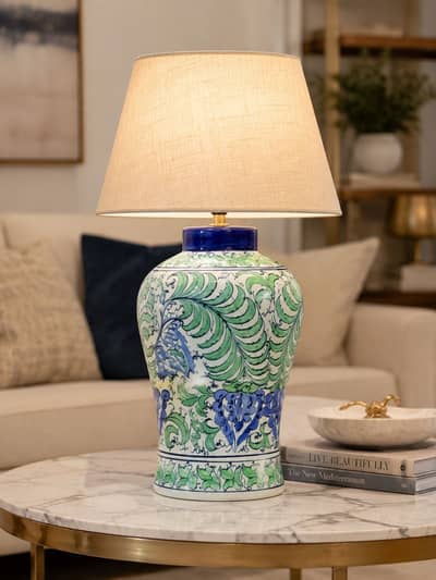 Blue pottery lamps