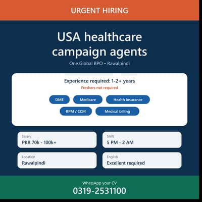 Experienced USA Medical Campaign–Medicare/DME|70K–100K+|Rawalpindi