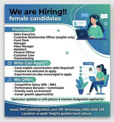 Jobs Available [female only]