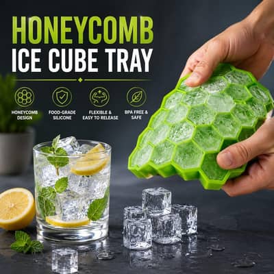 Silicone Honeycomb Ice Cube Tray with Lid