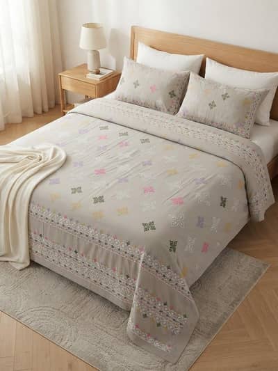 Cross Stitch Emboridery Bedsheet