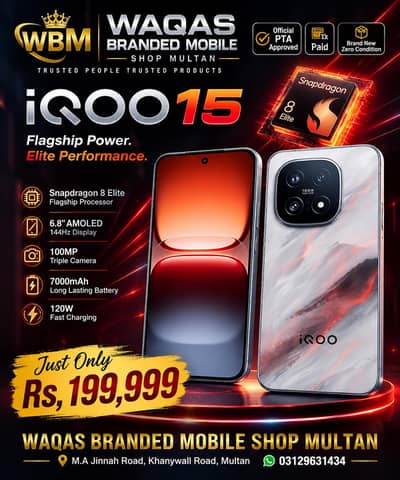 iqoo 15 12gb 256gb snapdragon 8 elite official PTA approved