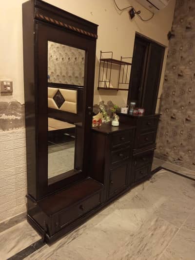 bed set with side tables and dressing table