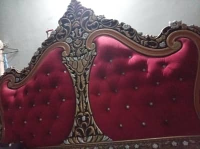 wooden bed poshish also, side tables and dressing table