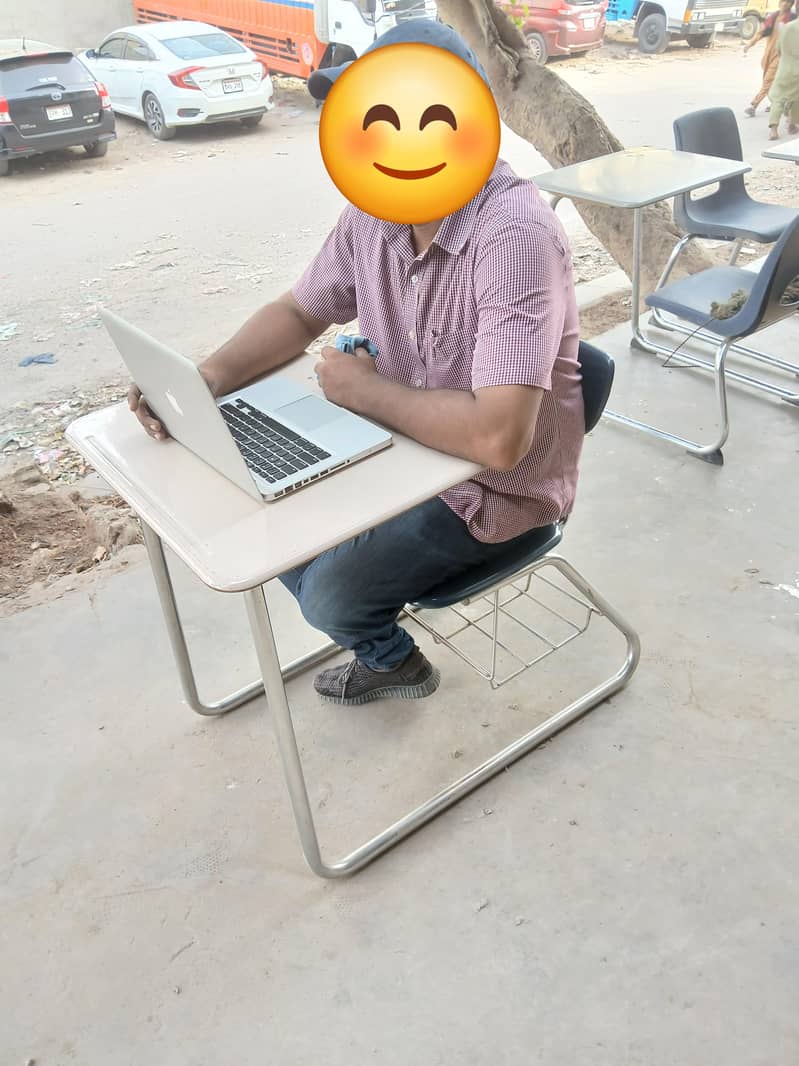 study table attached chair 2