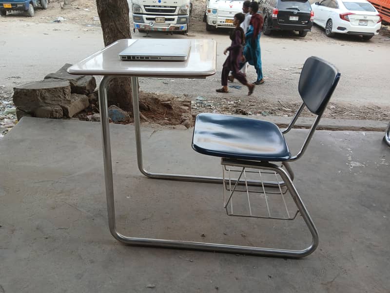 study table attached chair 4