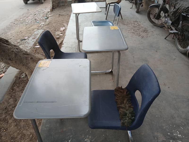 study table attached chair 6