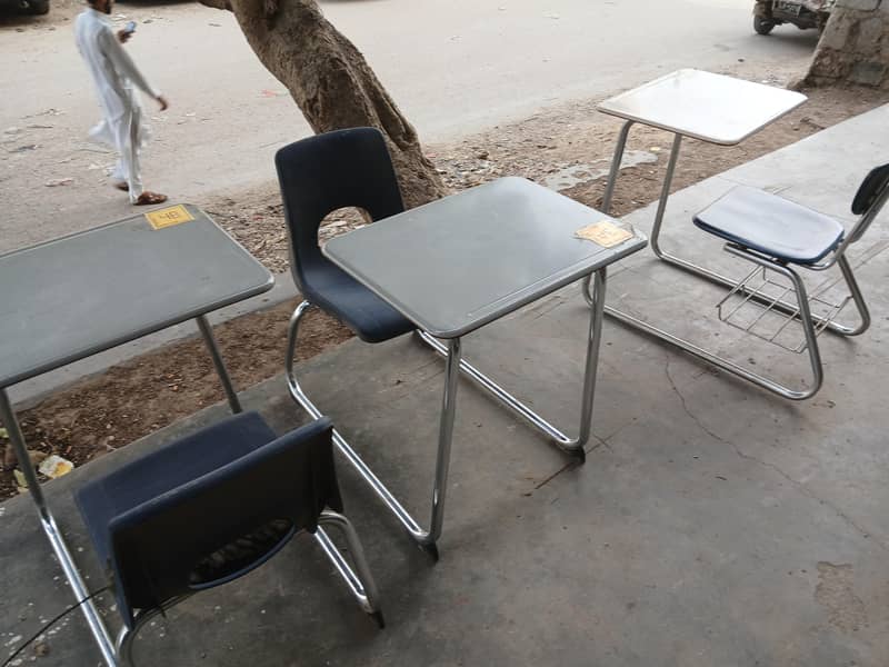 study table attached chair 7