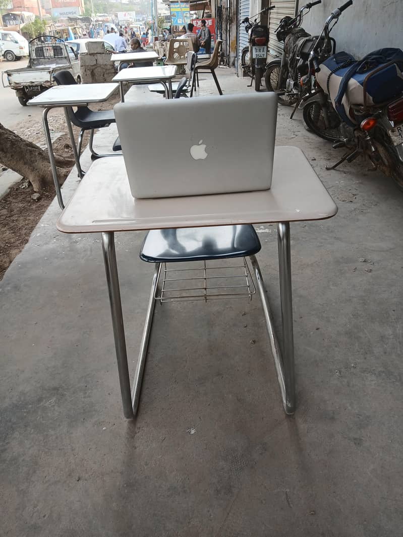 study table attached chair 9