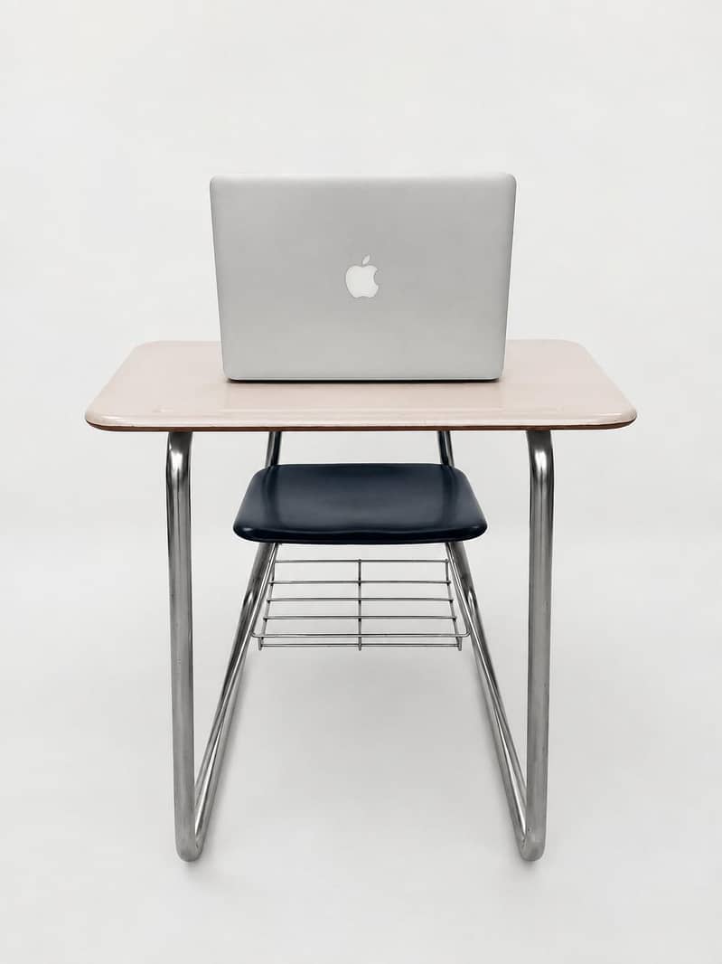 study table attached chair 10