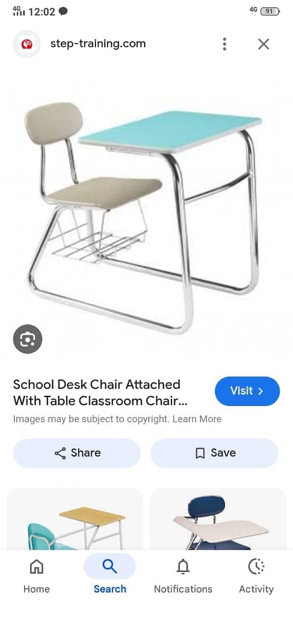 study table attached chair 12