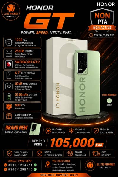 Honor GT 12/256GB | non PTA non active | complete box | mint