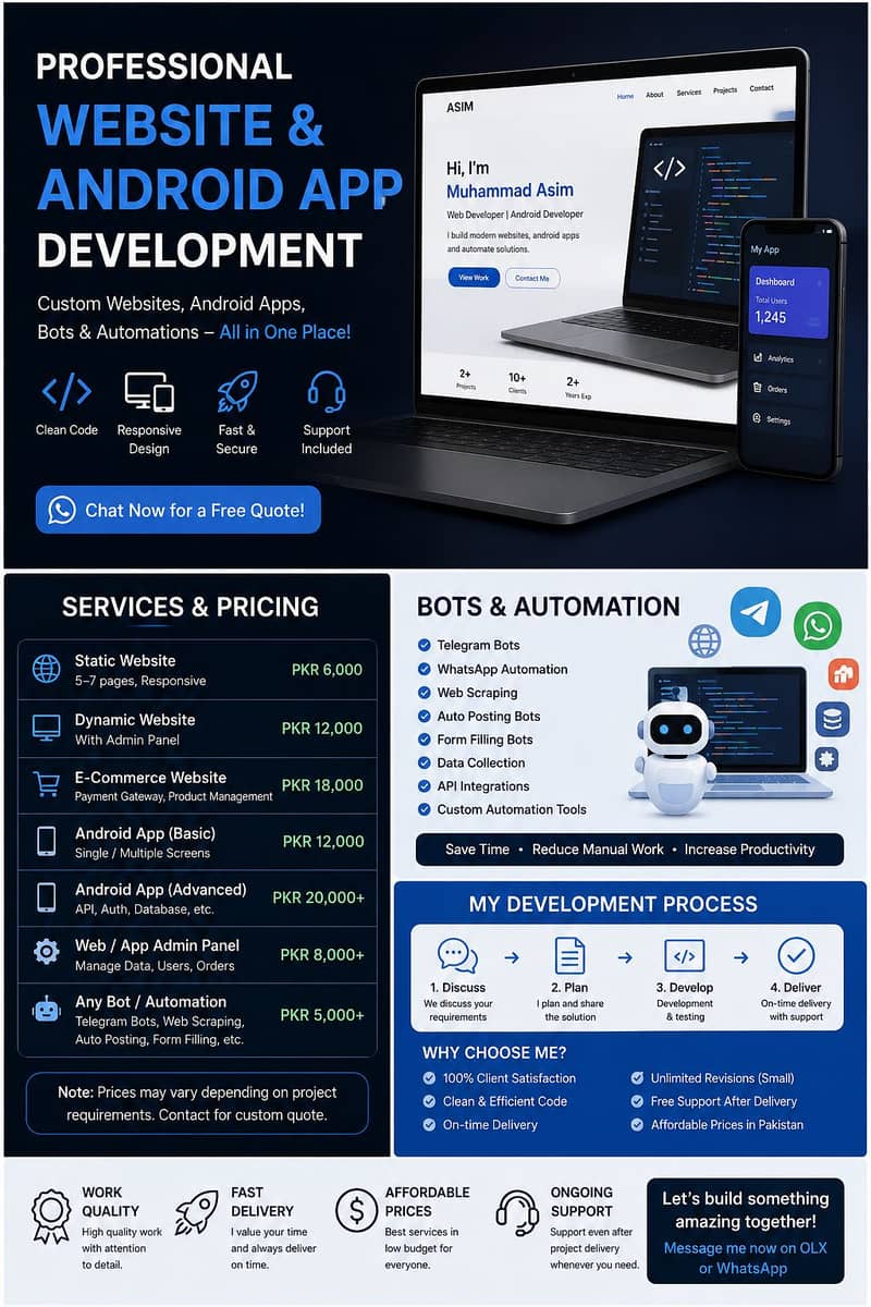 Professional Website, Android App, Bot & Automation Development 0