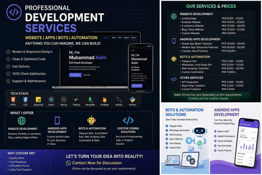 Professional Website, Android App, Bot & Automation Development 1