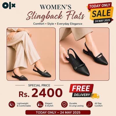Elegant Slingback Pointed Toe Flats _ In Black