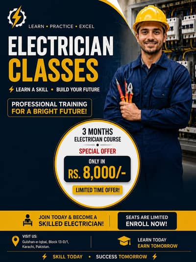 3 Months Electrician Course – Sirf Rs. 8,000 | Karachi