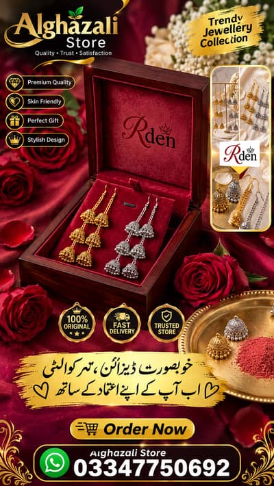 Traditional 3-Tier Jhumka Earrings for Women - Gold & Silver Plated Lo