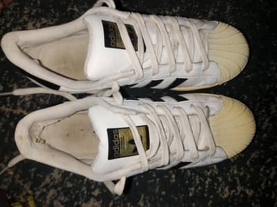 Adidas original superstar classic white black gold label  UK 6, EUR 6