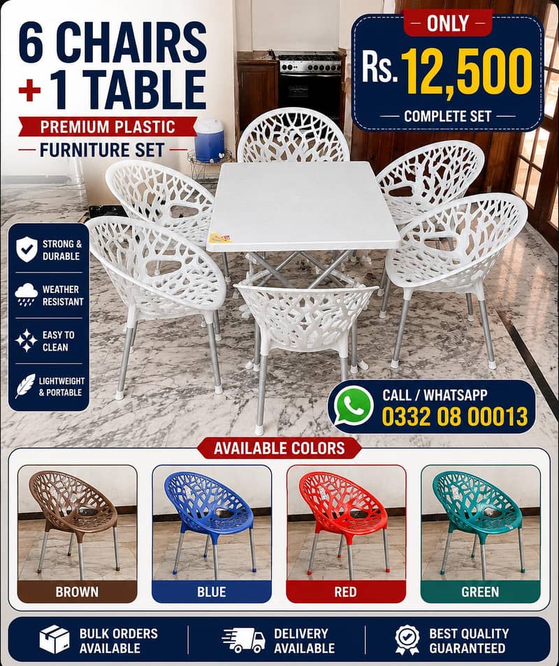 PLASTIC CHAIRS & TABLE 0
