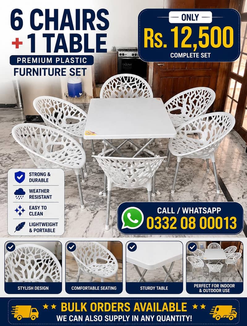 PLASTIC CHAIRS & TABLE 1