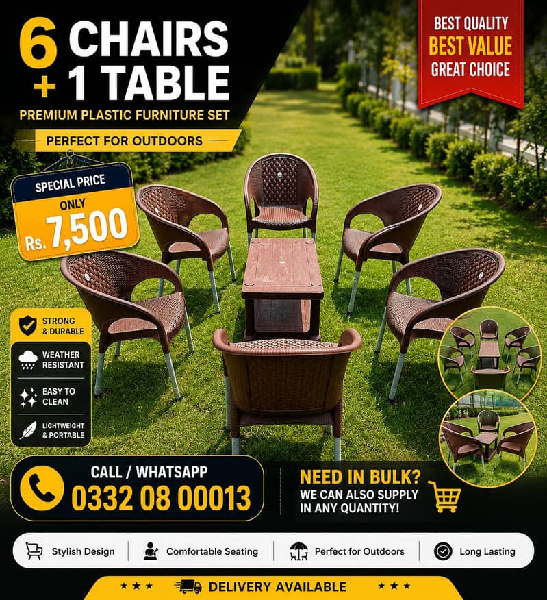 PLASTIC CHAIRS & TABLE 2