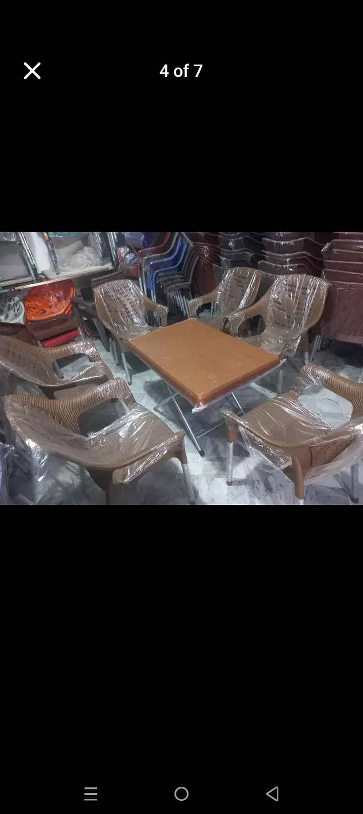 PLASTIC CHAIRS & TABLE 7