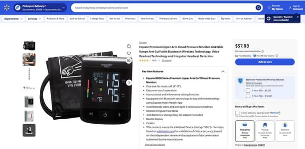 Equate Premium Series 8000 Digital BP Monitor /Upper Arm /Imported USA