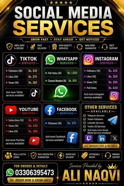Social media Services Provider All Services Available contact Whatsapp
