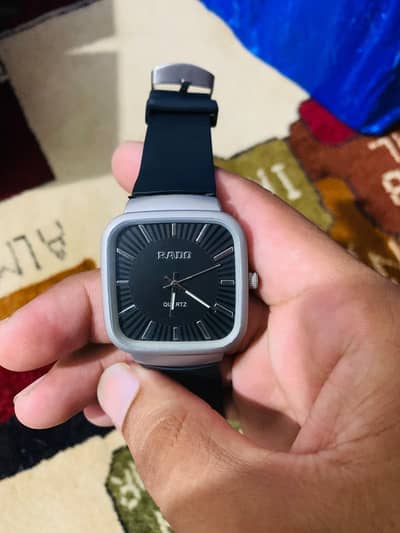 RADO Black Square Dial Quartz Watch – Modern Luxury Style