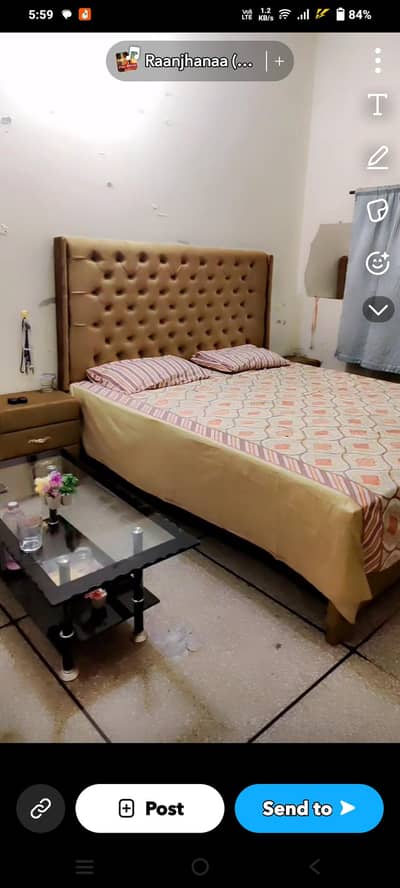 bed set with dressing and 2 side tables with medicated mattress