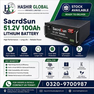 Sacrdsun Lithium Battery 48V 100AH & 51.2V 100AH