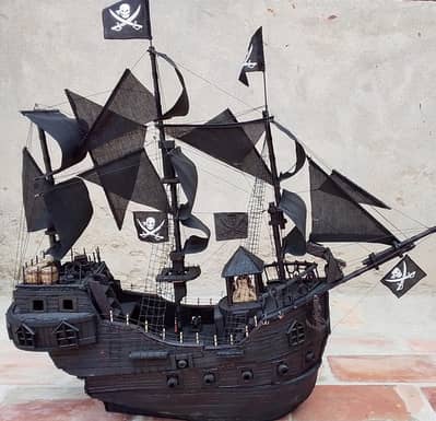 handmade detailed pirates ship model made of synthetic wood