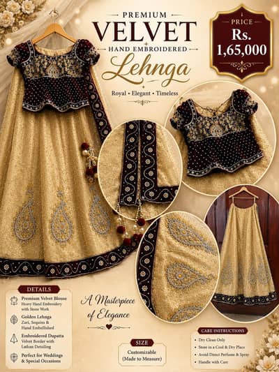 Premium Maroon Velvet Bridal Lehnga / Heavy Bridal dress