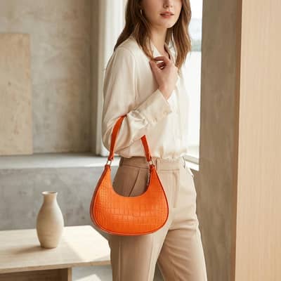 Premium Crocodile Pattern Luxury Half-Moon Handbag for Women