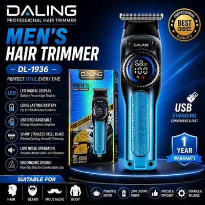 DALING DL-1936 Professional Men's Hair Trimmer | USB Rechargeable